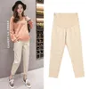 Spring Summer Maternity Pants For Pregnant Women Cropped Cotton Stretch Loose Pregnancy Clothes 210721