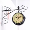 Gli ultimi orologi da parete, stile retrò creativo Orologio da parete bifacciale in ferro battuto artigianale in metallo