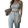 Vrouwen Sexy 2 Stks Sets Casual Sling Crop Top Hoge Taille Lace Up Leggings Trainingspak Lente Zomer Mode Streetwear Outfits 210526