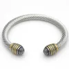 Fashion Men and Women High Quality Alloy Twisted Pair Cable Cord Bracelet Open Bracelet Jewelry Q0719