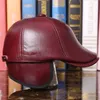 Hiver hommes en cuir véritable chapeau adulte en peau de mouton casquettes de baseball mode protection de l'oreille chaud couvre-chef casquette de baseball chapeau B-7287 220117