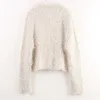 H.Sa Jesień Zima Kobiety Spadek Cardigans Kieszenie Pocket Stitch Srebrne Tassel Casual Cardigans Elegancki White Grey Fake Futro Knitwear 210716