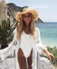 Cardigan in pizzo da donna Copricostume bikini Abbigliamento da spiaggia Vacanza Boho Abito da donna trasparente a maniche lunghe in rete Costume da bagno floreale da donna