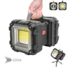 Krachtige fakkels LED-zaklamp XHP50 Waterdichte Double Head Searchlight USB Oplaadbare High Power Spotlight Lantern Torch met Base