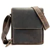 Vintage Crazy Horse Genuine Leather Men Shoulder Bag messenger bag male crossbody bag Sling Brown