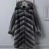 Fourrure pour femmes fausses réelles manteau femmes hiver minque épaisse plus veste de taille de qualité supérieure à capuchon de qualité Casaco Inverno 1506 MF335