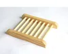 Naturliga Bambu Brickor Badleksaker Trä Tvål Tvål Tvål Bricka Hållare Rack Platta Box Container för bad Dusch Badrum M3612