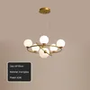 Nordic Led Pendant Lamp Gold Lustre Glass Ball Ceiling Hanging Chandelier Lighting Decor for Dining Room Bedroom Kitchen Island