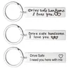 Keychains Stainless Stainless Graved Keyring Gifts Drive Safe I Preciso de você aqui comigo/Bandô Love Couples Keychain Chain ChainskeyChains