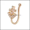 Nose Rings & Studs Body Jewelry Piercing Flower Ring Set Diamond No Hole Decoration Drop Delivery 2021 T7Fmo