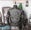 Men's Leather & Faux 2021 Vintage Black Skulls Embroidery Biker's Jacket Men Plus Size XXXXL Genuine Cowhide Spring Slim Fit Motorcycle Coat