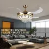 Ventiladores de teto Crystal Fan Lamp Light Luxury Living Sala de jantar Quarto de jantar simples Moderno Moderno invisível