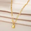 Necklaces Pendants Chains street hip hop high sense latch pendant necklace womens fashion k gold cool wind clavicle chain260L