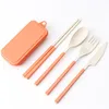 NOUVEAUTÉ Couverts Pliants En Paille De Blé Enfants Couteau Fourchette Cuillère Baguettes Kits De Vaisselle Portables pour Voyager Et Camping EWA4616