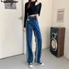 Woman Jeans High Waist patchwork Wide Leg Denim Clothing Blue Streetwear Vintage Quality Fashion Harajuku Straight Pants 210608
