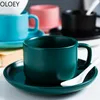 Taza de esmalte verde de porcelana de café nórdico de porcelana de hueso de café hecha a mano Para café juego de Tazas y Tazas de la tarde