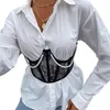 Gürtel Damen Kummerbunds Taillentrainer Korsett Spitze Perlenketten Cincher Shaper Tops mit Bruststütze für Mädchen Schwarzer Gürtel