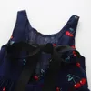 Meisje jurken kinderen voor meisjes kleding peuter kinderen zomer sjerpen rug boog kersen prinses jurk mouwloze vestido