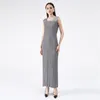 VKBN Yaz Elbise Kadınlar Şal Suit Slash Boyun Kolsuz Pileli Kumaş Çoklu Renkler 2 Parça Set Kadın Elbise Zarif 210507