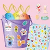 6PCS Pack Autocollants De Pâques Enfants Dessin Animé Lapin Oeufs Colorés Décoration Autocollant Les Éléments De Printemps Lapin Poussin Fleurs Autocollants Pour Livre