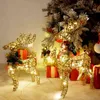 Noël fer renne wapiti lumière LED avec cônes de pin décoration doré argent cerf lampe centre commercial ornements décor à la maison 211109
