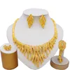 Earrings Necklace Dubai 24K Gold Color Jewelry Sets For Women Luxury Bracelet Ring India African Wedding Wife Gifts Party1828014