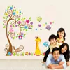 Large Size Trees animals 3D DIY Colorful Owl Wall Stickers Wall Decals Adhesive for kids baby room Mural Home Decor Wallpaper 22014804552