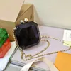 Transparent acrylic material women's shoulder bag polygon mini clutch bag candy color box chain wallet summer party mini purse