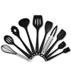 Seau de rangement de couverts en silicone ensemble de 11 casserole antiadhésive cuillère spatule brosse outils de cuisine ustensiles multifonctionnels 210423