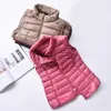 Höstkvinnor Ultra Light Down Vest Vit Duck Coat Parka Ladies Ärmlös Waistcoat Plus Storlek 3xl 210909