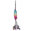 Naturalny Kryształowy Tassel Wisiorek Favor 7 Chakra Kamień Rainbow Samochód Wisiorki Ręcznie Woven Yoga Healing Decoration Akcesoria 22cm