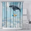 シャワーカーテンオーシャンドルフィン動物世界浴室フラビック防水ポリエステルバス180x180cm
