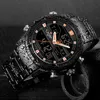 Naviforce Luxury Brand Mäns Militär Sport Klocka Men Fashion Army Quartz Klockor Man Rostfritt Stål LED Analog Digital Klocka 210517