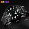 Relojes SKMEI de moda para hombre, relojes de lujo de marca superior, correa de cuero para hombre, relojes de pulsera de cuarzo resistentes al agua 3Bar, reloj masculino 9115 X0625