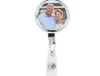 DHL500pcs Office & School Supplies Sublimation DIY ID Holder Name Tag Card Key Badge Reels Round Solid Plastic Clip-On Retractable Pull Reel