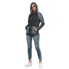 Felpe con cappuccio casual da donna con stampa leopardata Felpa con cappuccio a maniche lunghe con coulisse