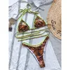 Seksowne druk trójkąt bikini thong kobiety 2022 Brazylijski kostium kąpielowy kantar paskowy mikro beach lampart kąpiel kąpiel
