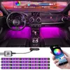 Car LED Lights Strip app Control RGB Neon Light Bar med cigarettändare musik sensor DIY bil dekoration atmosfär ljus 12V