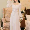 Casual Dresses Elegant Fairy Dress Women French Vintage Retro Party Midi Long Sleeve Ruffles Sweet Chic White Autumn246f