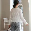 Floral Embroidery Cotton Blouse Women V Neck Button Up Shirt Solid Long Sleeve Casual Blouses Female Clothing 13332 210512