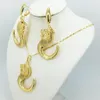 Örhängen Halsband Stil Afrikansk pärlor Bröllop Smycken Set Dubai Guldfärg Nigeria Classic Zircon Kvinnor Bangle Earring Ring