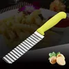 Nyaste rostfritt stålvågknivpotatisskärning Korrugerad knivfries Chips Cutter Slicer Matlagningsverktyg VT0336
