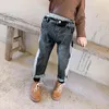 Herfst mode jongens patchwork jeans aankomst Koreaanse stijl denim broek 210508