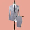 Ternos masculinos Blazers 2021 Moda extra-fina Casamento Mens para Homens Casual Slim Fit 2 Piece (Jacket + Calças) Terno