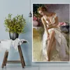 Sexy Lady Portrait Art Oil Painting on Canvas Modern Wall Artwork Pictures for Living Room,Bedroom,Bathroom, Home Decoration, No Framed, Hand Made