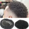 4mm man hår afrikansk amerikan toupee för män andas Q6 Full Lace Base Afro Kinky Curly Wig Unit Mäns lockiga 100% mänskliga hår