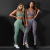 2 pièces SeamlCamo Yoga Costume Workout Vêtements Gym FitnClothing Femmes Sport Soutien-Gorge et Pantalon Sportwear Yoga Set Sport Leggings X0629