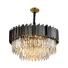 Lâmpadas pendentes Pós-modernas Modern Black Luxury Crystal Light Simples Celular Solping Sonding Room Classics Dinning Home Lamp Candelier