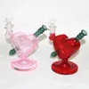 Czerwony różowy kształt serca szklane zlewki Bong Dab Rig HOISHAH 6 '' Heady Water Rury Bongs Quartz Banger Puchar Oil Rigns Bubbler Palenie Rury