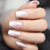 Fałszywe paznokcie jasnoróżowe Średnie długie błyszczące, błyszczące Fałszywe French French French Abs Nail Art Gradient Girl Tips Manicure Prud22